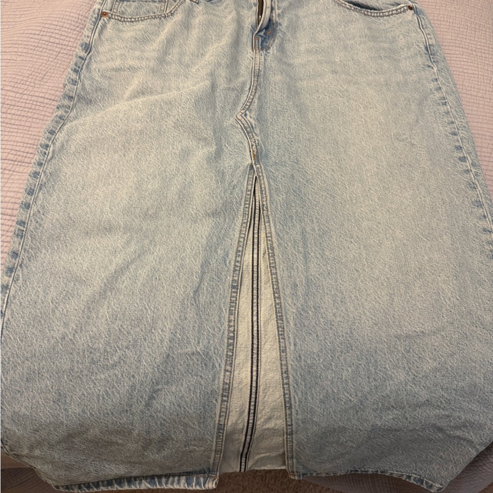 Abercrombie & Fitch Light Blue Jean Skirt with Front Slit